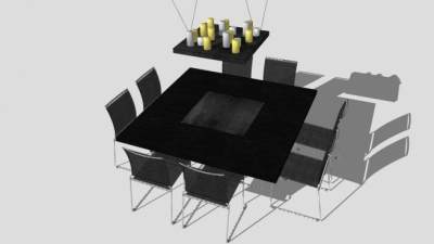 现代正方形餐桌SU模型下载_sketchup草图大师SKP模型