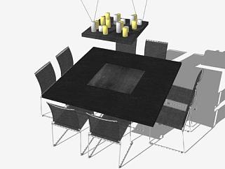 现代<em>正方形餐桌</em>SU模型下载_sketchup草图大师SKP模型