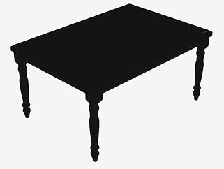 黑色方桌餐桌SU模型下载_sketchup草图大师SKP模型