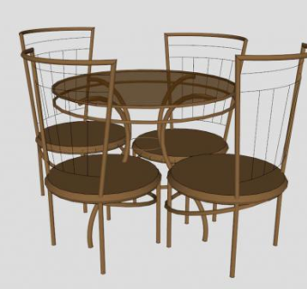 玻璃餐桌SU模型下载_sketchup草图大师SKP模型