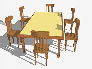 现代实木方形<em>餐桌SU模型</em>下载_sketchup草图大师SKP模型