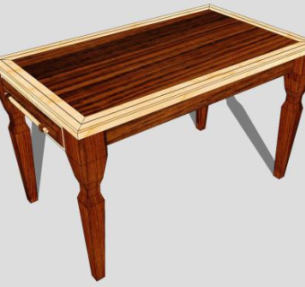 实木抽屉餐桌SU模型下载_sketchup草图大师SKP模型
