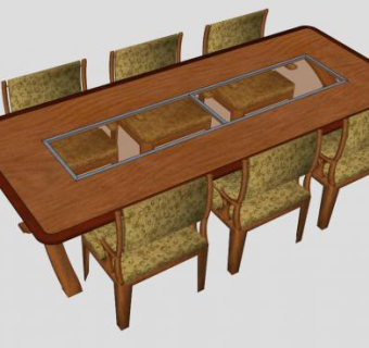 现代简易餐桌SU模型下载_sketchup草图大师SKP模型