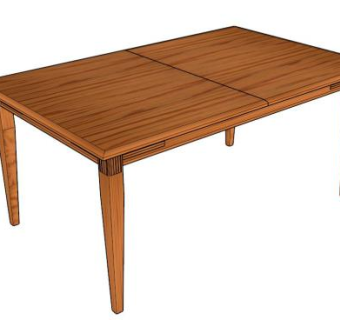 实木折叠餐桌SU模型下载_sketchup草图大师SKP模型