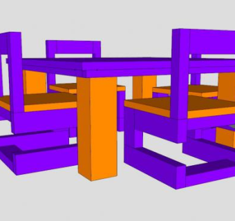 现代儿童桌椅SU模型下载_sketchup草图大师SKP模型