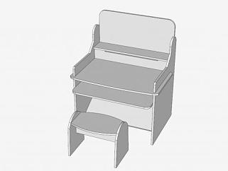 白色<em>儿童桌椅</em>SU模型下载_sketchup草图大师SKP模型
