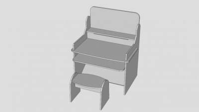 白色儿童桌椅SU模型下载_sketchup草图大师SKP模型