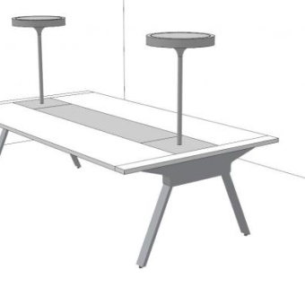 白色会议室会议桌SU模型下载_sketchup草图大师SKP模型