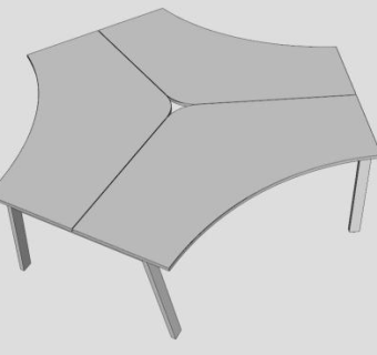 现代白色角圆边几桌子SU模型下载_sketchup草图大师SKP模型