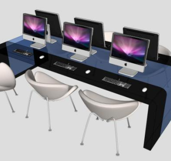 职员桌办公桌SU模型下载_sketchup草图大师SKP模型