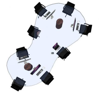 弧形玻璃桌会议桌SU模型下载_sketchup草图大师SKP模型