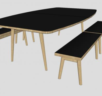 现代实木会议桌SU模型下载_sketchup草图大师SKP模型