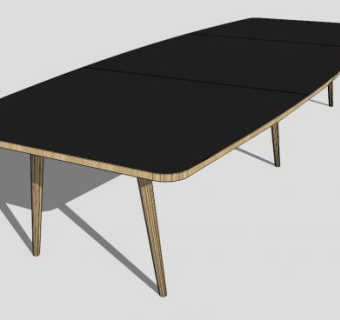 橡木亚麻会议桌SU模型下载_sketchup草图大师SKP模型