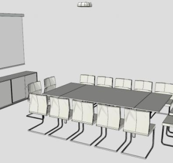 现代会议桌椅SU模型下载_sketchup草图大师SKP模型