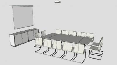 现代会议桌椅SU模型下载_sketchup草图大师SKP模型