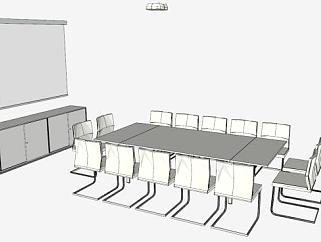 现代会议桌椅SU模型下载_sketchup草图大师SKP模型