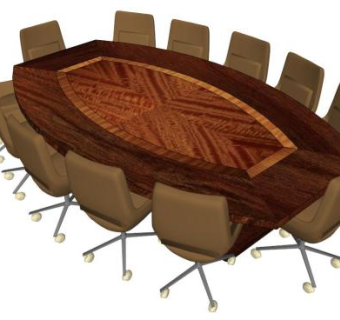 船形会议桌SU模型下载_sketchup草图大师SKP模型