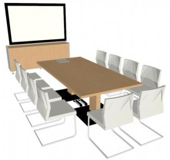 橡木会议桌SU模型下载_sketchup草图大师SKP模型