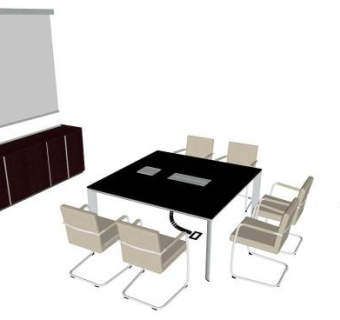 现代钢架会议桌SU模型下载_sketchup草图大师SKP模型