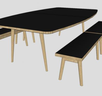 黑色柚木会议桌SU模型下载_sketchup草图大师SKP模型