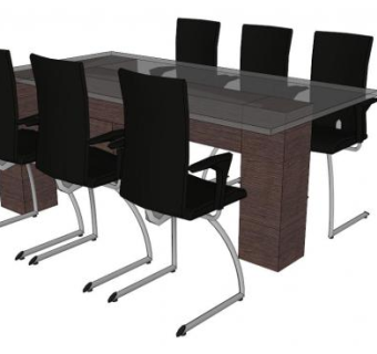 现代会议室家具桌椅SU模型下载_sketchup草图大师SKP模型