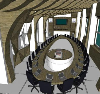 大型会议室会议桌SU模型下载_sketchup草图大师SKP模型