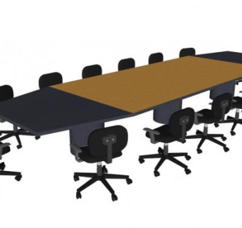 钢制会议桌SU模型下载_sketchup草图大师SKP模型