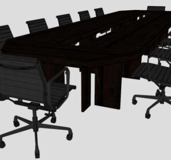 钢制会议室会议桌SU模型下载_sketchup草图大师SKP模型