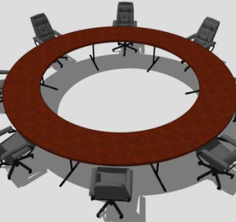 圆形会议桌椅SU模型下载_sketchup草图大师SKP模型