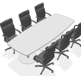 会议桌真皮椅SU模型下载_sketchup草图大师SKP模型