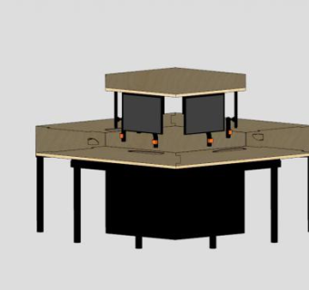 六角枫办公桌SU模型下载_sketchup草图大师SKP模型