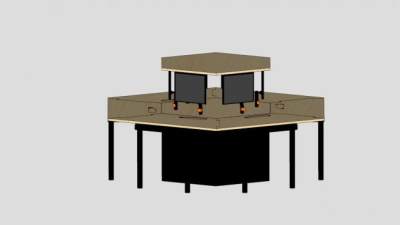 六角枫办公桌SU模型下载_sketchup草图大师SKP模型