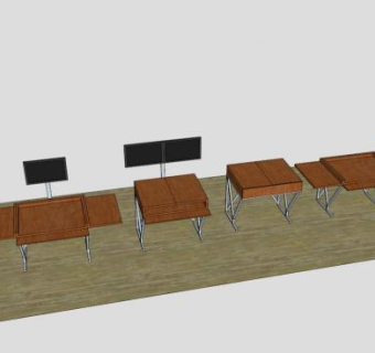 实木折叠电脑办公桌SU模型下载_sketchup草图大师SKP模型