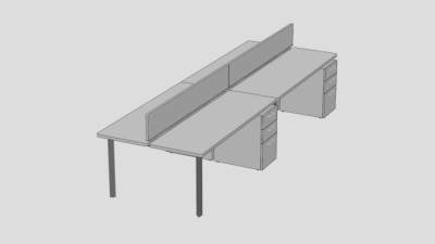 办公室板式办公桌SU模型下载_sketchup草图大师SKP模型