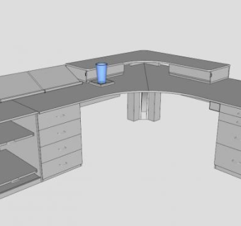现代工作室办公桌SU模型下载_sketchup草图大师SKP模型