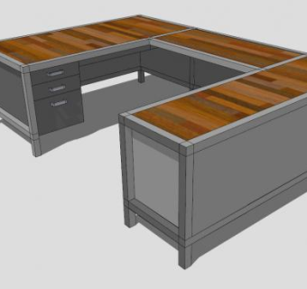 海市蜃楼办公桌SU模型下载_sketchup草图大师SKP模型