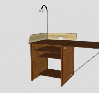 实木办公桌SU模型下载_sketchup草图大师SKP模型