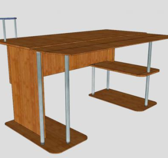 独立式电脑桌办公桌SU模型下载_sketchup草图大师SKP模型