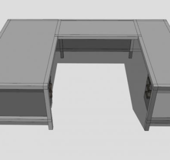 海市蜃楼刚制办公桌SU模型下载_sketchup草图大师SKP模型
