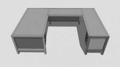 海市蜃楼刚制办公桌SU模型下载_sketchup草图大师SKP模型