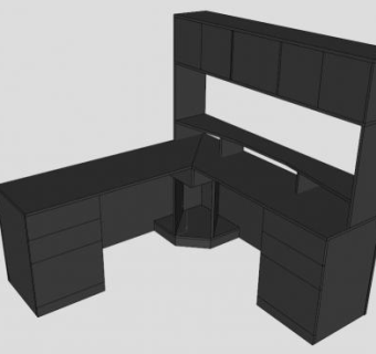 办公桌显示器角桌SU模型下载_sketchup草图大师SKP模型