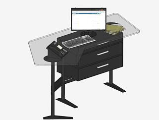 玻璃办公桌椅SU模型下载_sketchup草图大师SKP模型