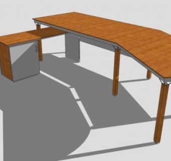 钢木结合办公桌SU模型下载_sketchup草图大师SKP模型