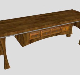 棕色木质办公桌SU模型下载_sketchup草图大师SKP模型