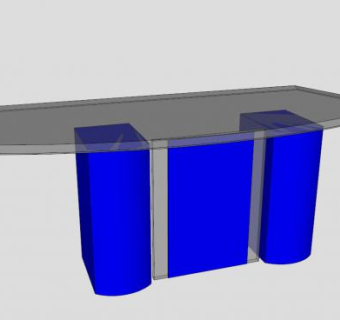 新闻主播办公桌SU模型下载_sketchup草图大师SKP模型