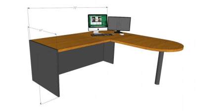 实木角落办公桌SU模型下载_sketchup草图大师SKP模型