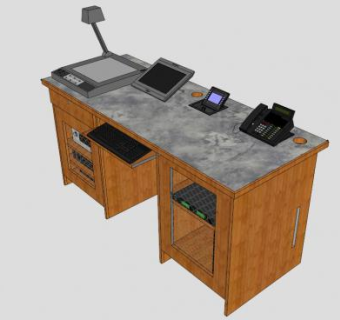 教师办公桌SU模型下载_sketchup草图大师SKP模型