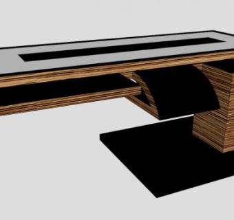 纯木办公桌SU模型下载_sketchup草图大师SKP模型