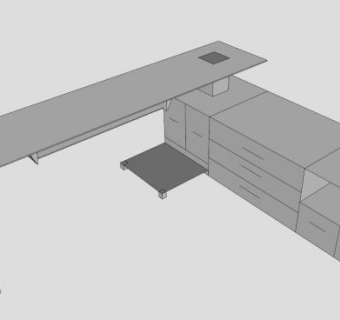 现代办公电脑桌SU模型下载_sketchup草图大师SKP模型