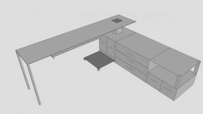 现代办公电脑桌SU模型下载_sketchup草图大师SKP模型